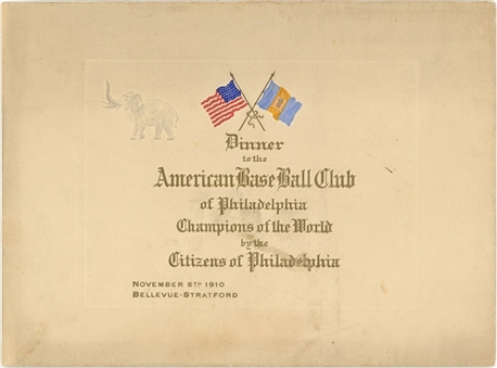 1910 Philadelphia Athletics Champions of the World Dinner Program 